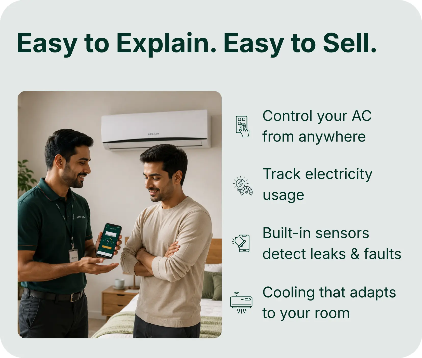 A Helium dealer showing the app to a customer at home